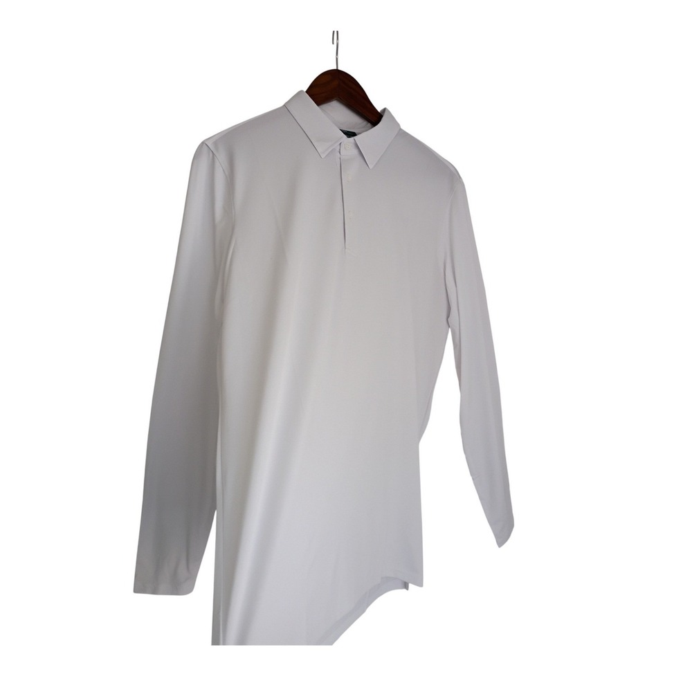 AG Green Label Mens White Long Sleeve Performance Golf Polo Shirt Sz M NWOT $98